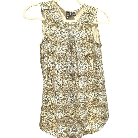 SPORT The Kooples Leopard Print Sleeveless Zipper Front Top Women's Size S - Picture 3 of 13